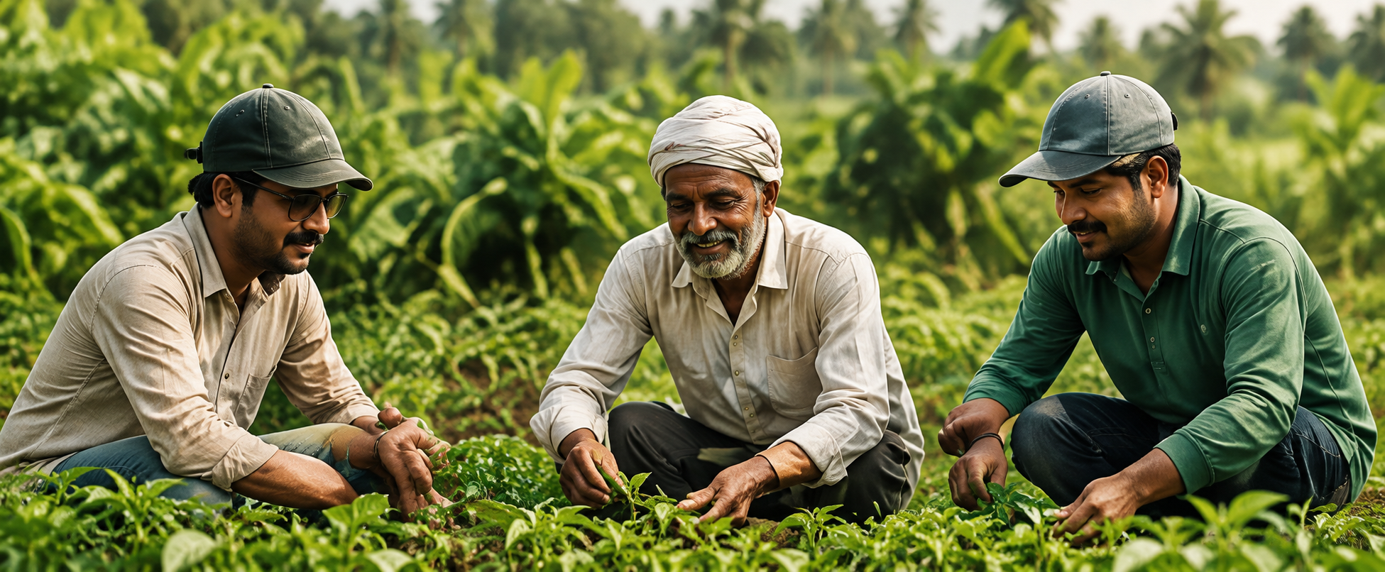 Farmers being trained in the field on organic methods